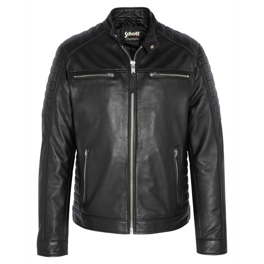 BIKER JACKET WITH QUILTED SLEEVES