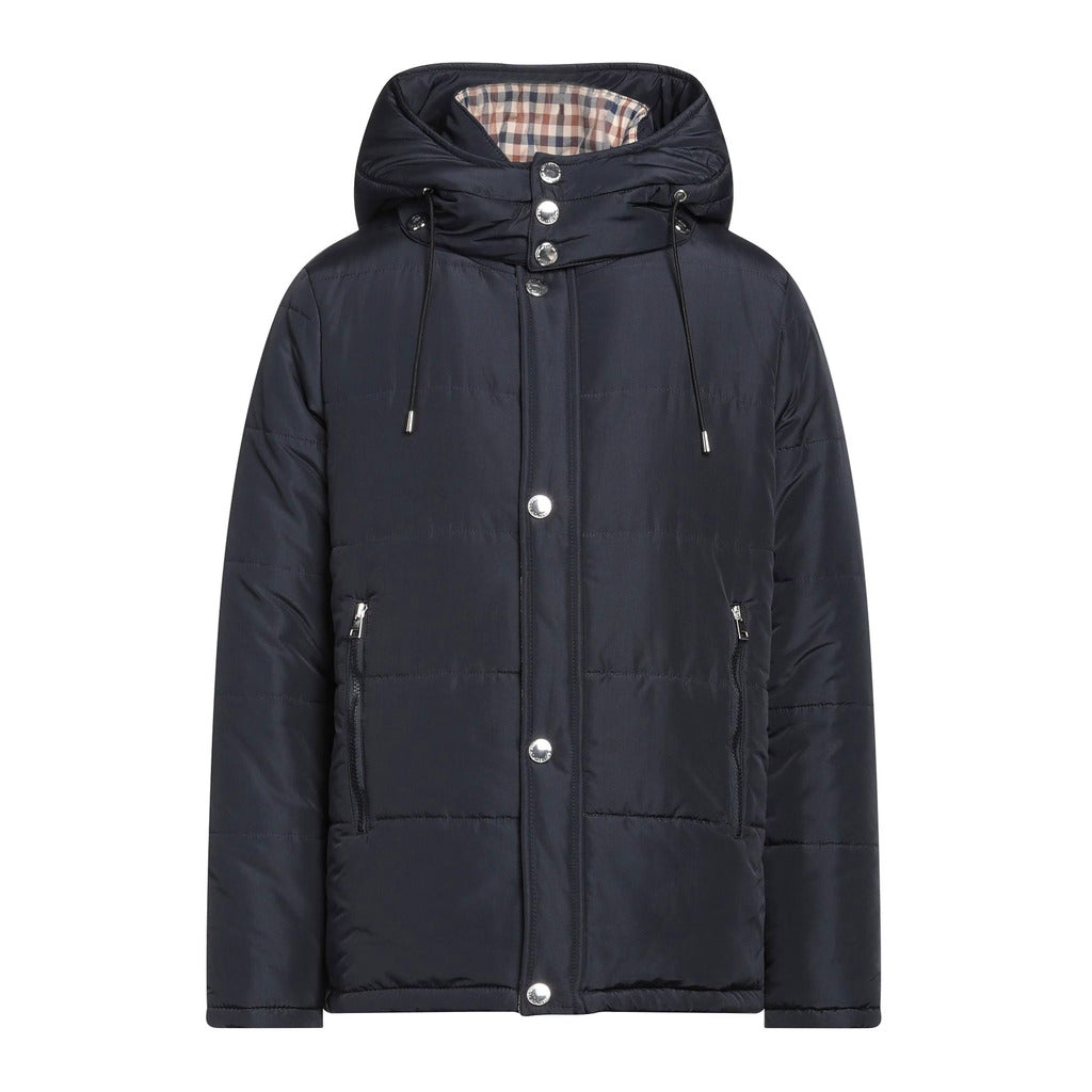 Aquascutum giubbotto, colore blu, cappuccio removibile