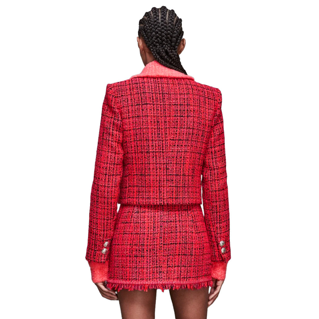 giacca cropped coral tweed