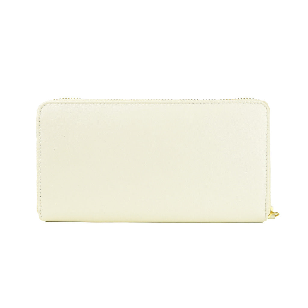 Cavalli class portafoglio con portamonete, color bianco con chiusura a zip.