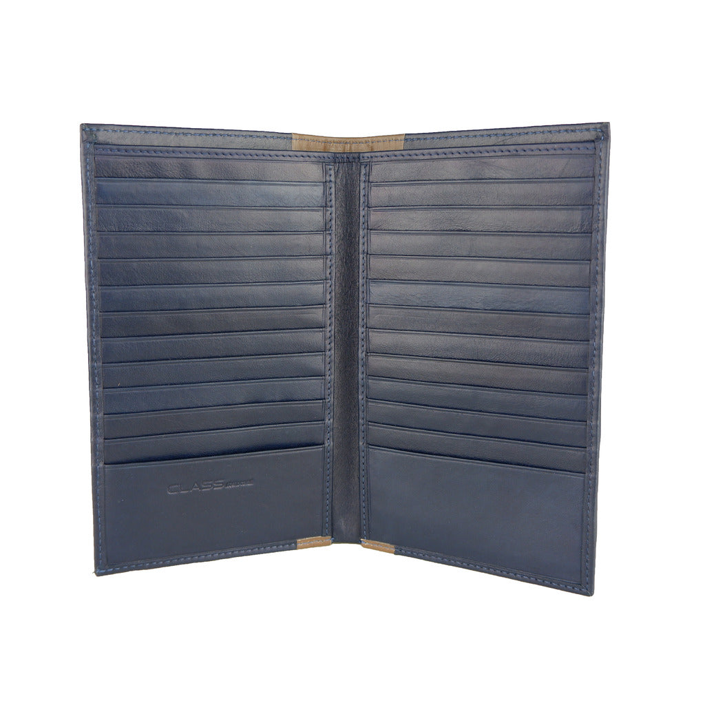 Cavalli Class portafoglio, colore blu con inserti beige, porta carte su entrambi i lati