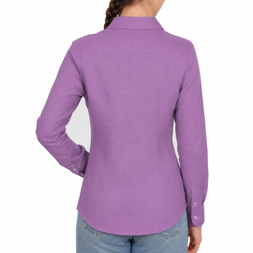 camicia lino viola