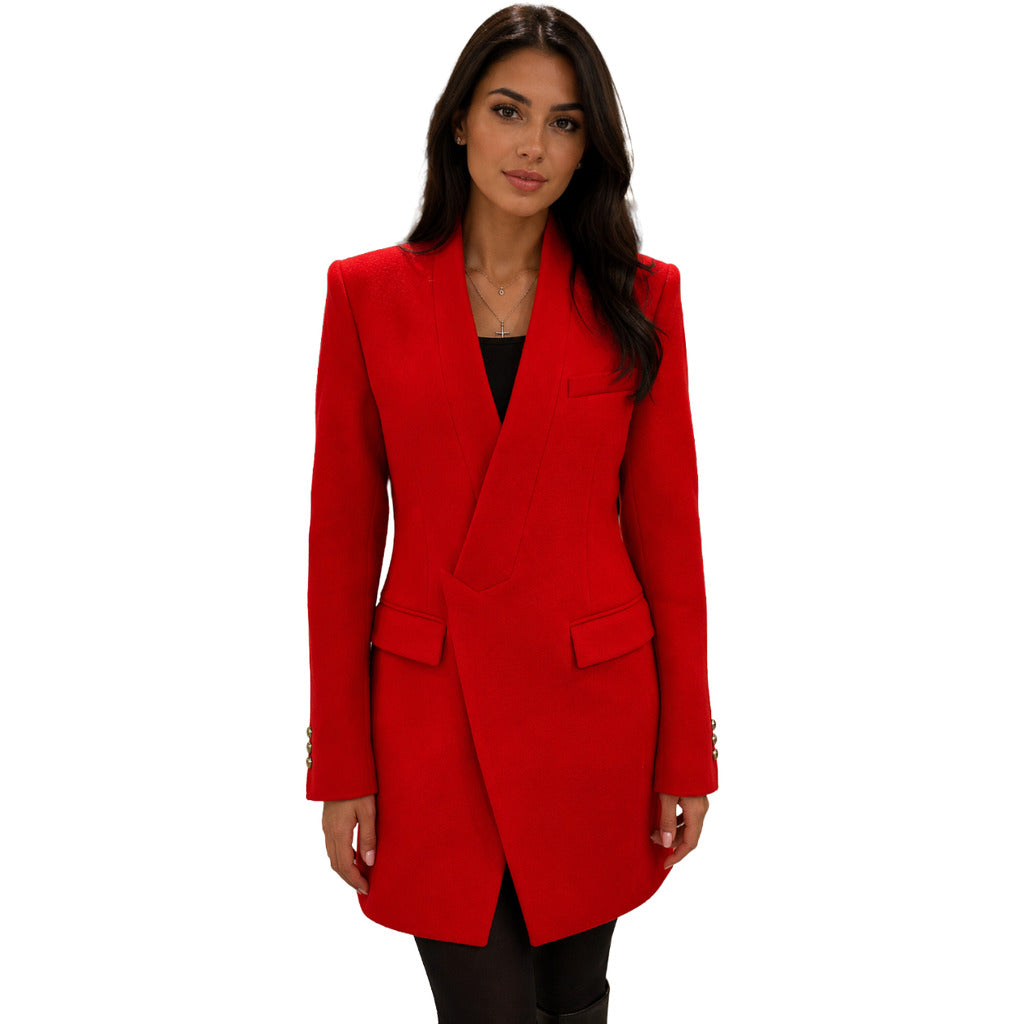 cappotto monopetto rosso