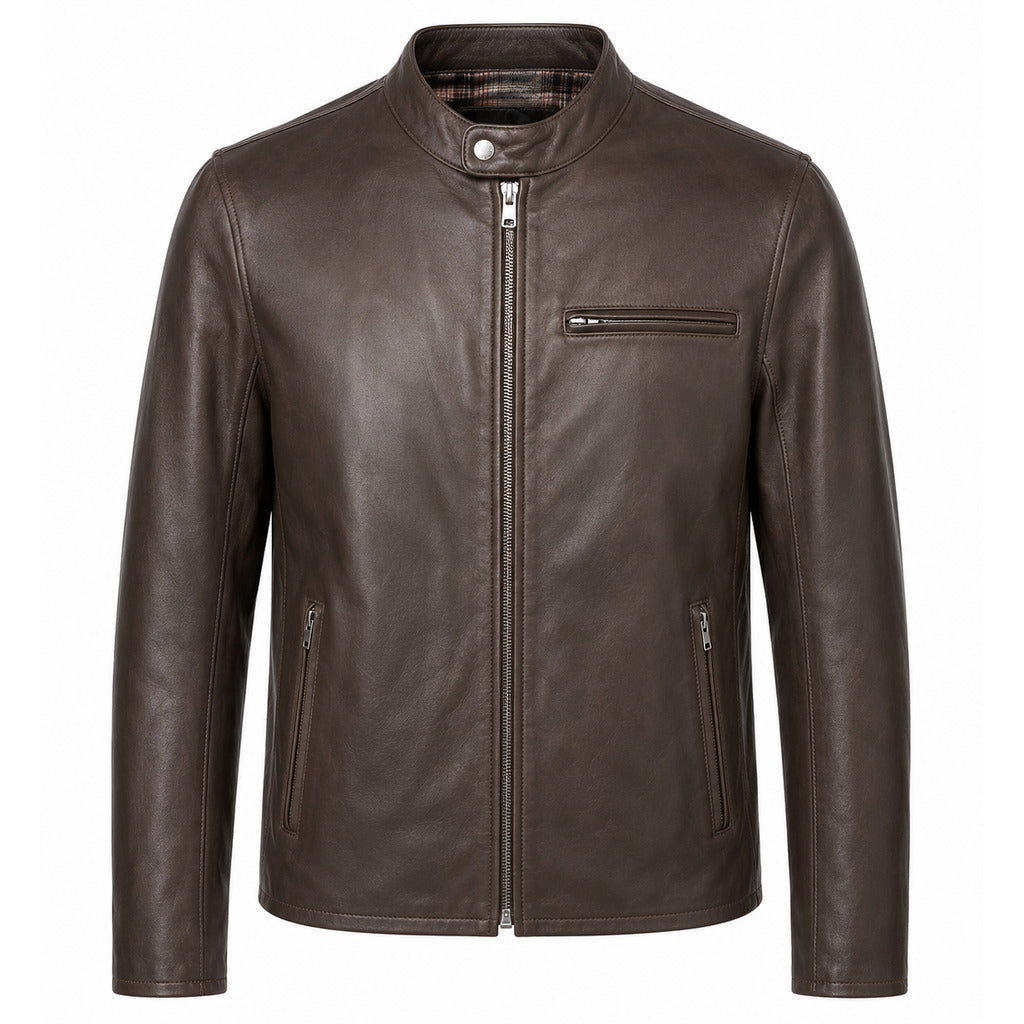 giacca pelle di capra marrone Schott