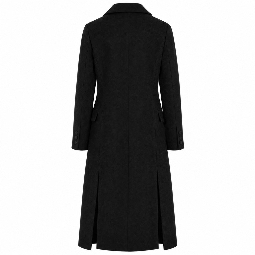 cappotto lungo con rever raso