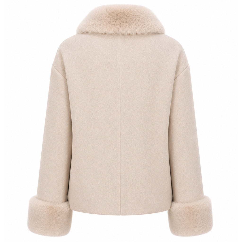 cappotto corto pelliccia beige