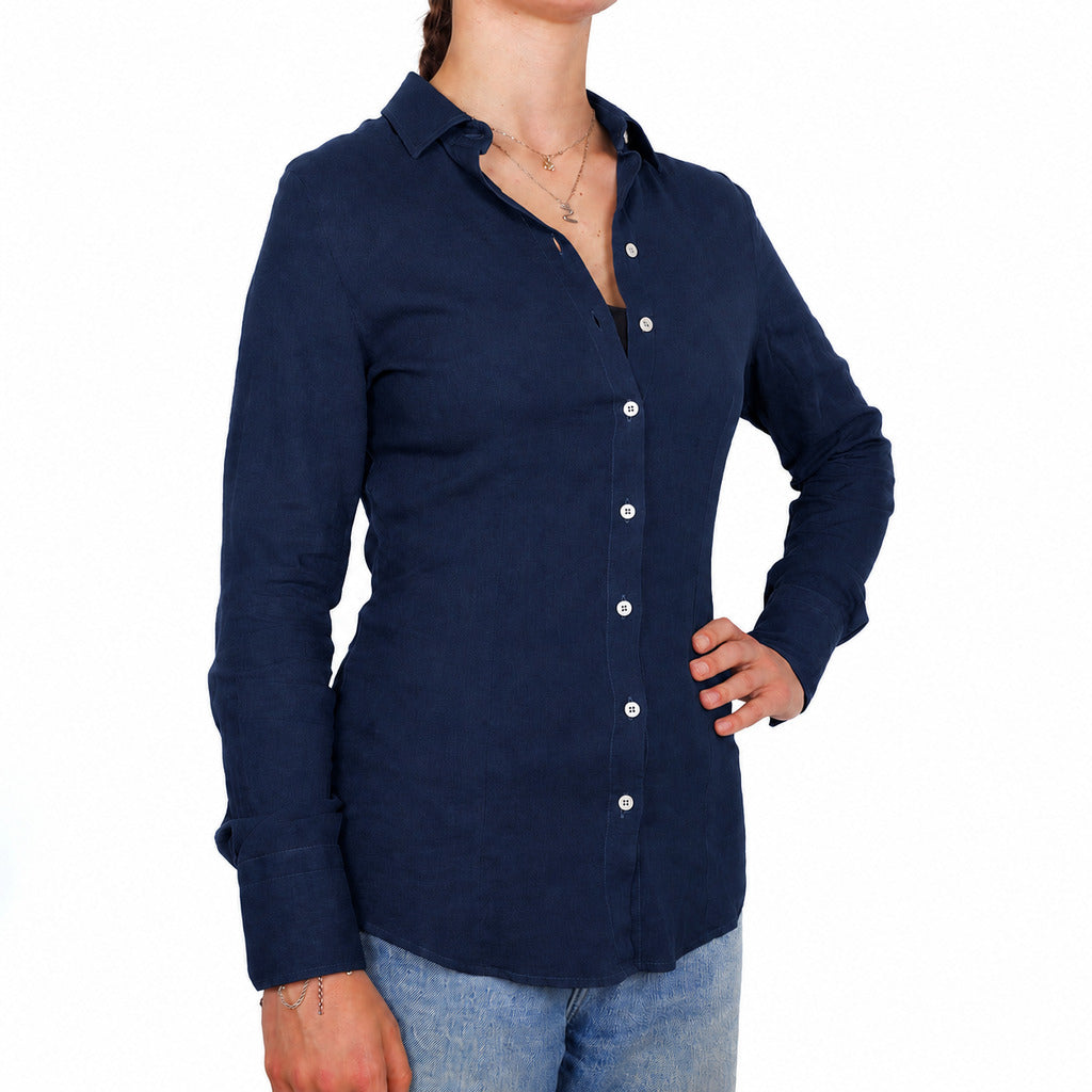 camicia lino blu notte