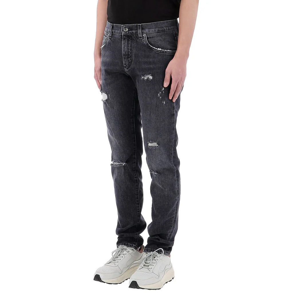 lucky chance logo distressed denim