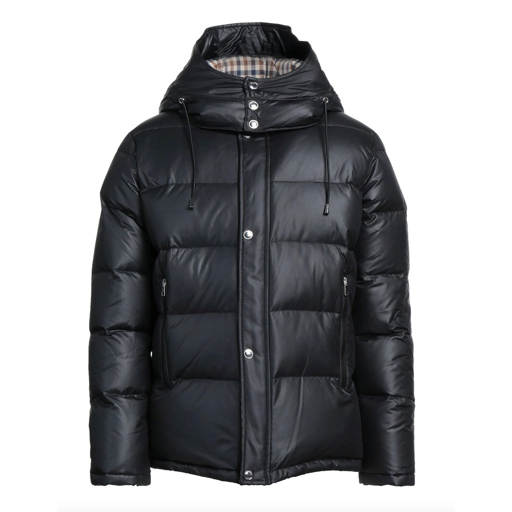 Aquascutum giubbotto, colore nero, cappuccio removibile