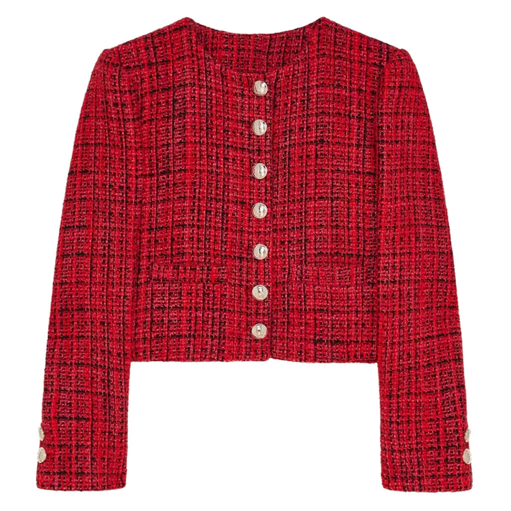 giacca cropped coral tweed