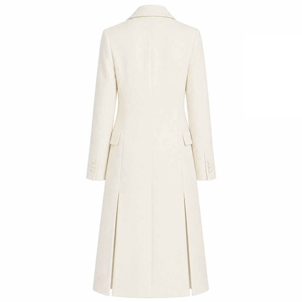 cappotto lungo con rever raso