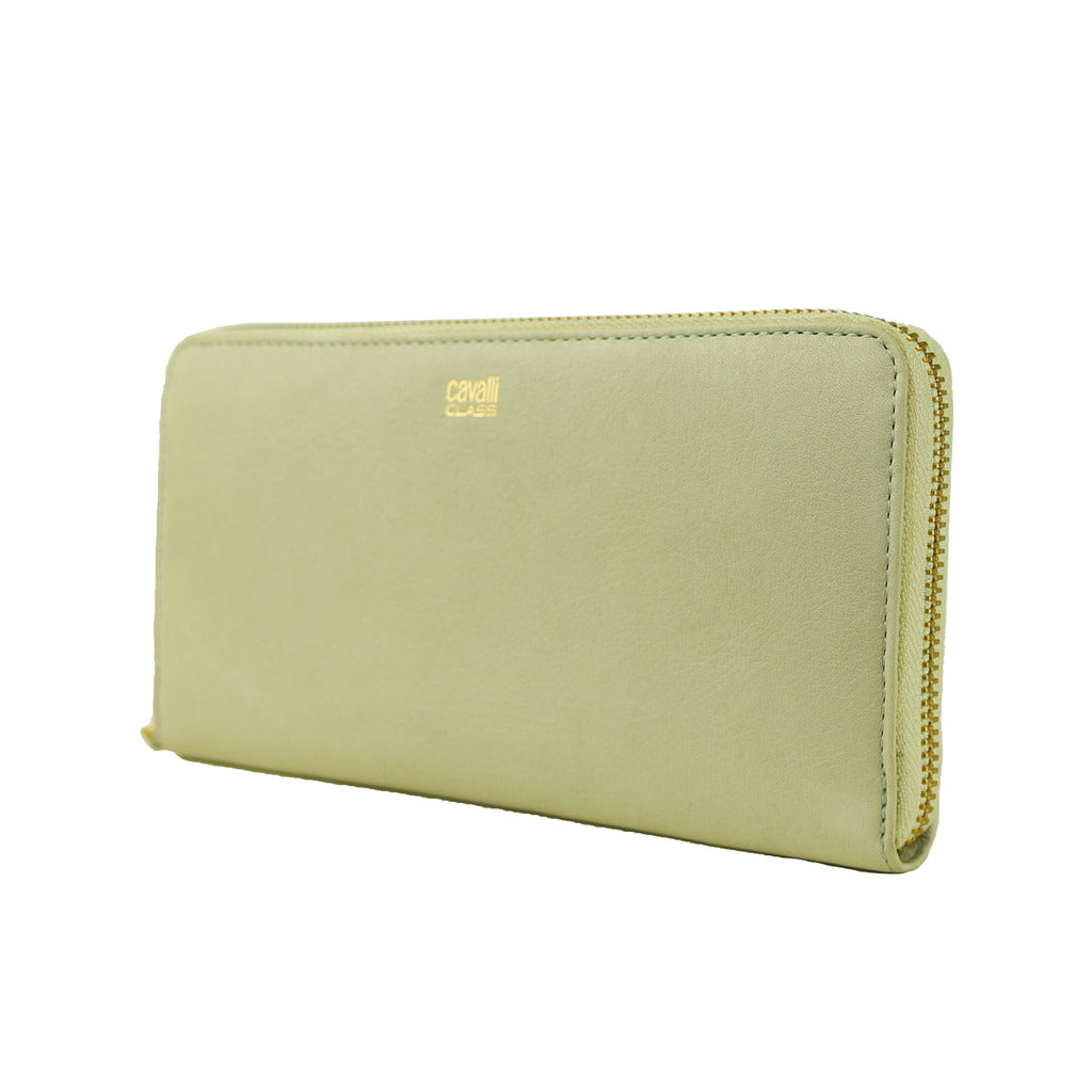 Cavalli class portafoglio con portamonete, color grigio etoupe, chiusura a zip.