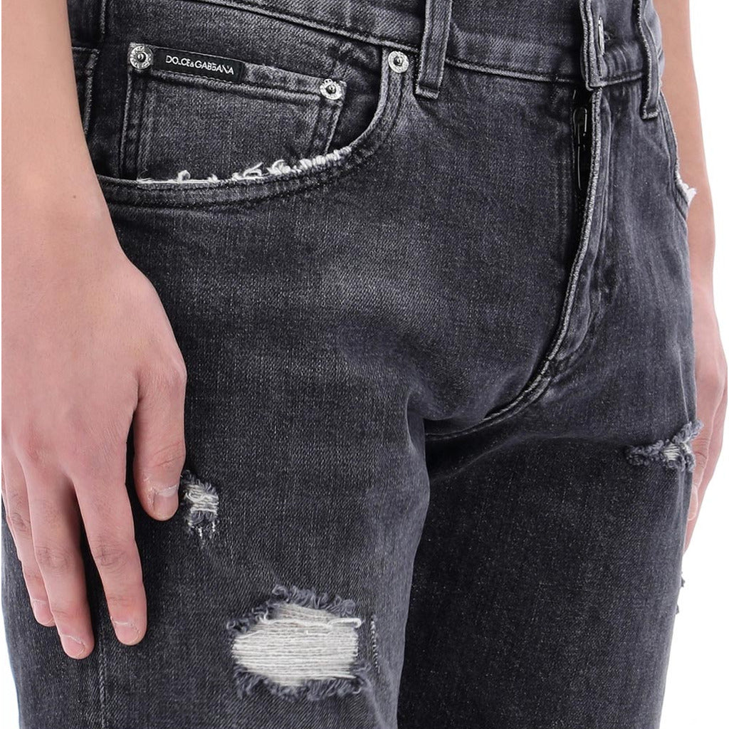 lucky chance logo distressed denim