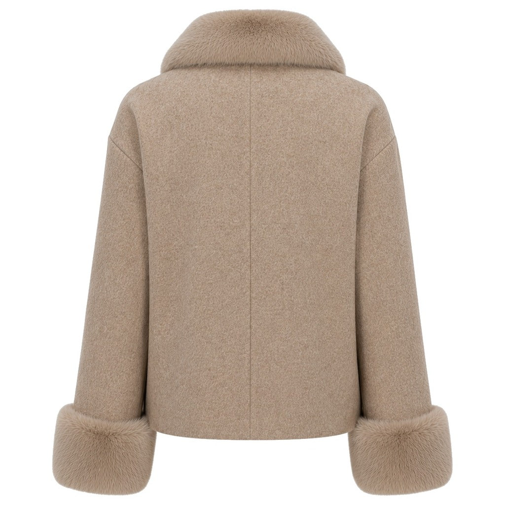 cappotto corto pelliccia camel