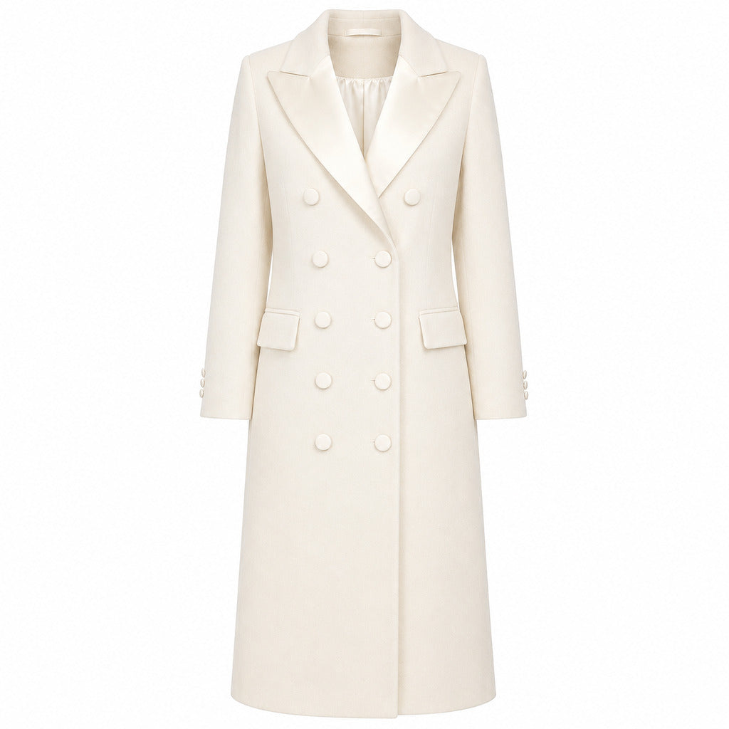 cappotto lungo con rever raso