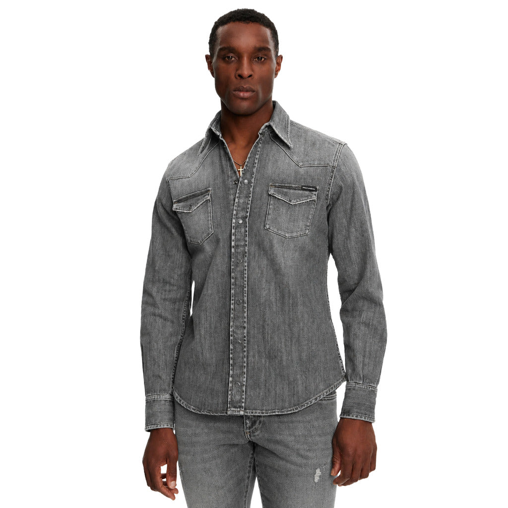 camicia denim grigia