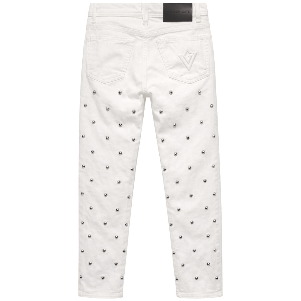 jeans borchiati bianchi