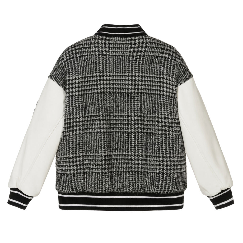 grey wool check varsity jacket