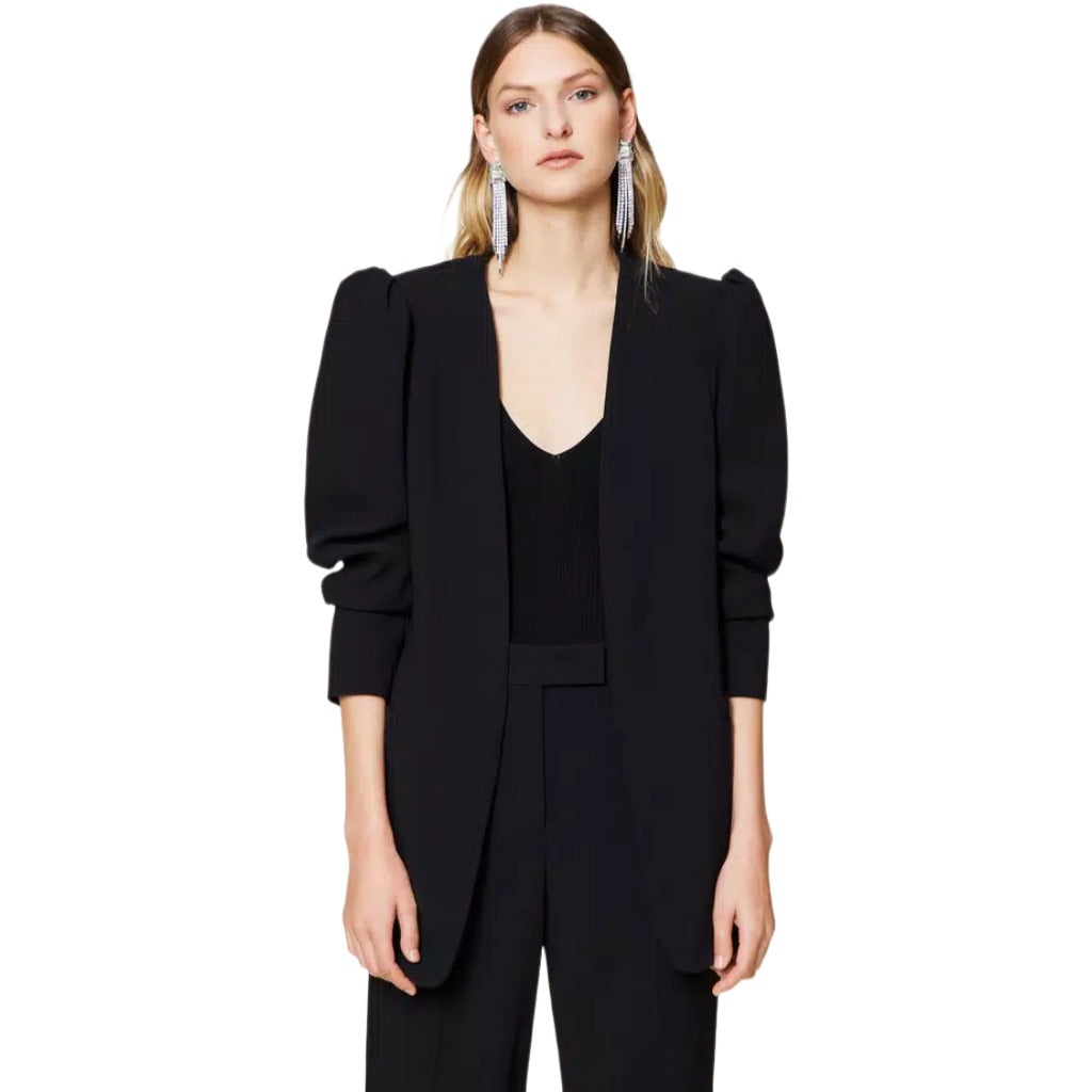 giacca blazer con maniche a sbuffo