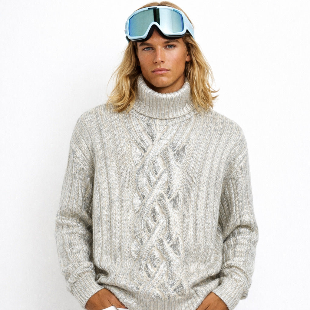 Metallic Cabled Turtleneck