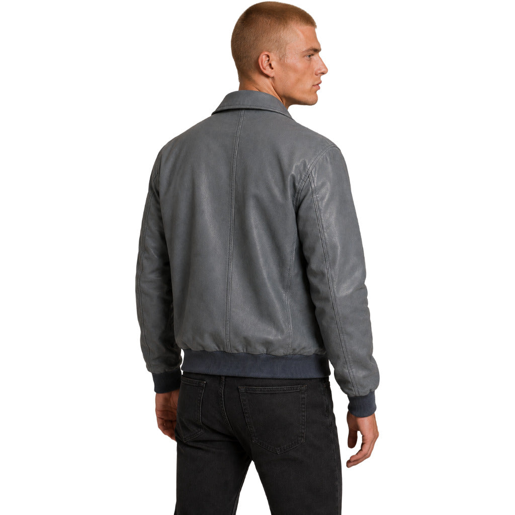 giacca in pelle azzurra