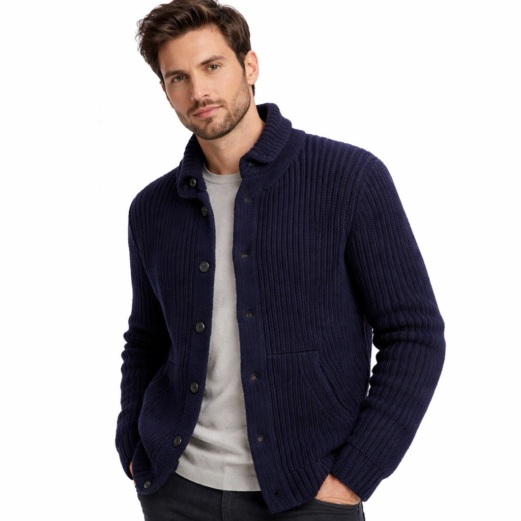 Giacca a maglia blu
