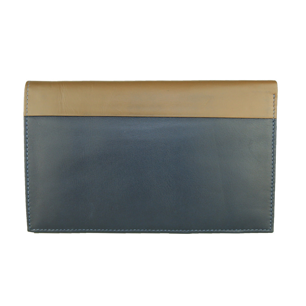 Cavalli Class portafoglio, colore blu con inserti beige, porta carte su entrambi i lati
