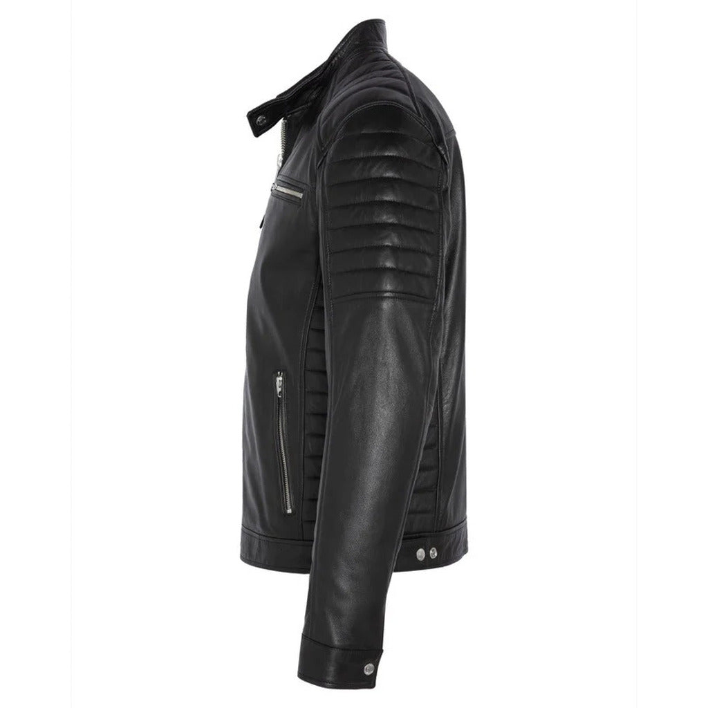 BIKER JACKET WITH QUILTED SLEEVES