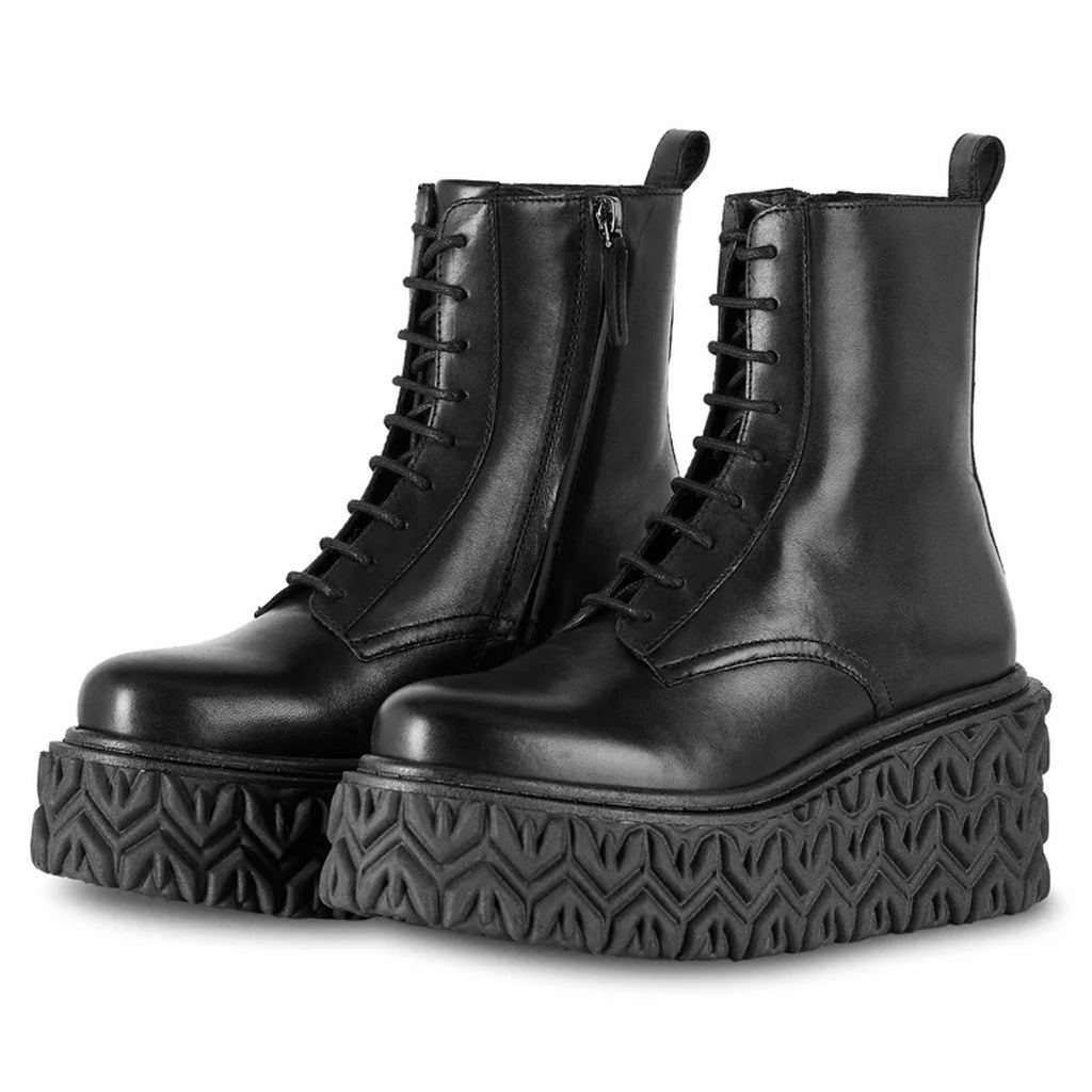 stivaletti pelle con zeppa