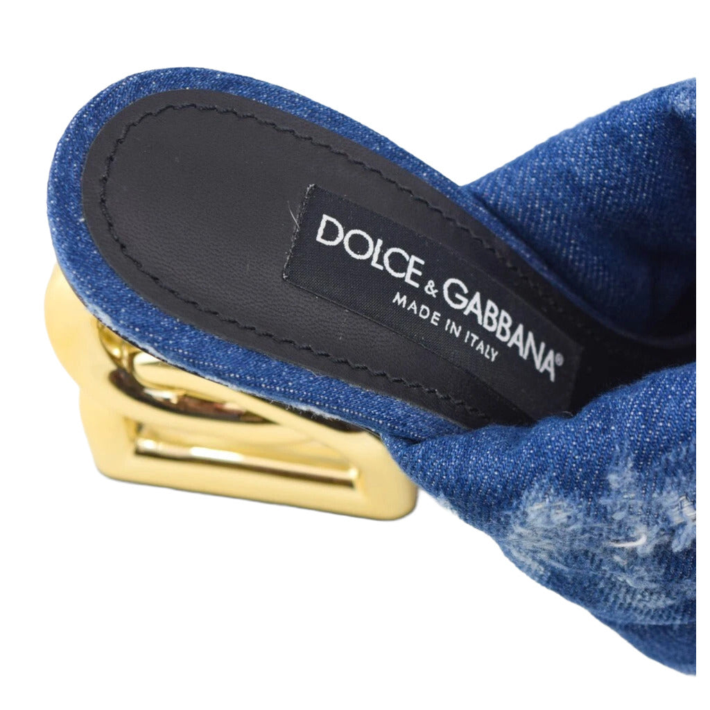 sandali denim logo heel