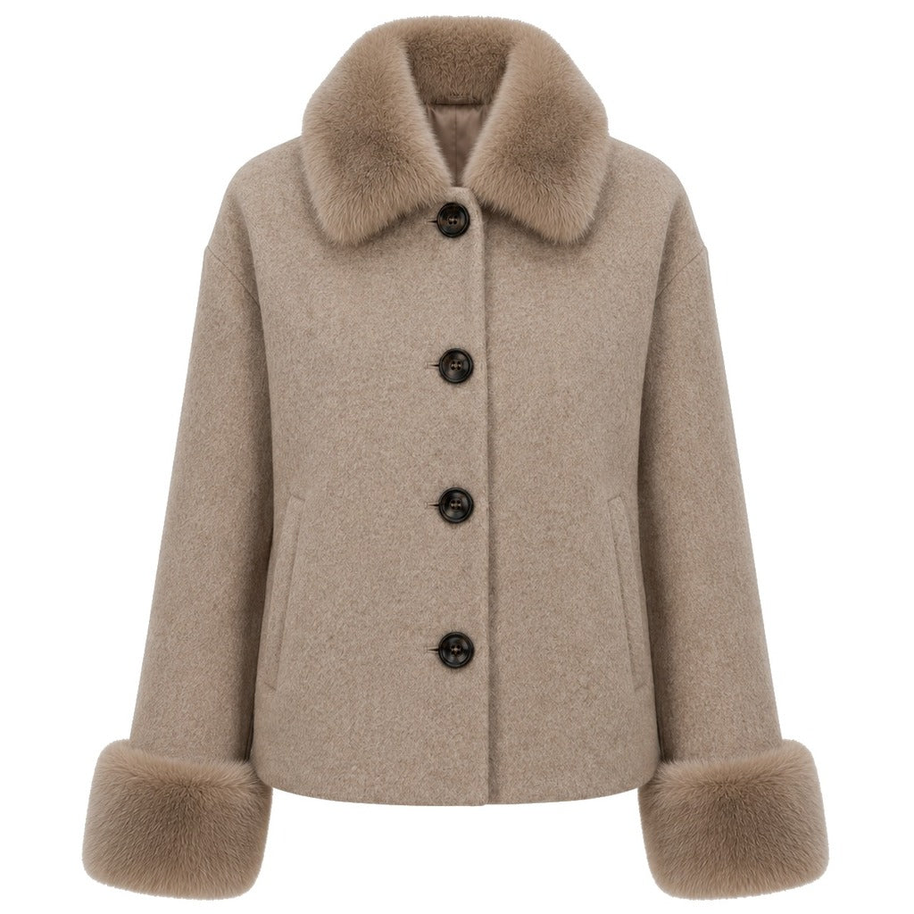 cappotto corto pelliccia camel