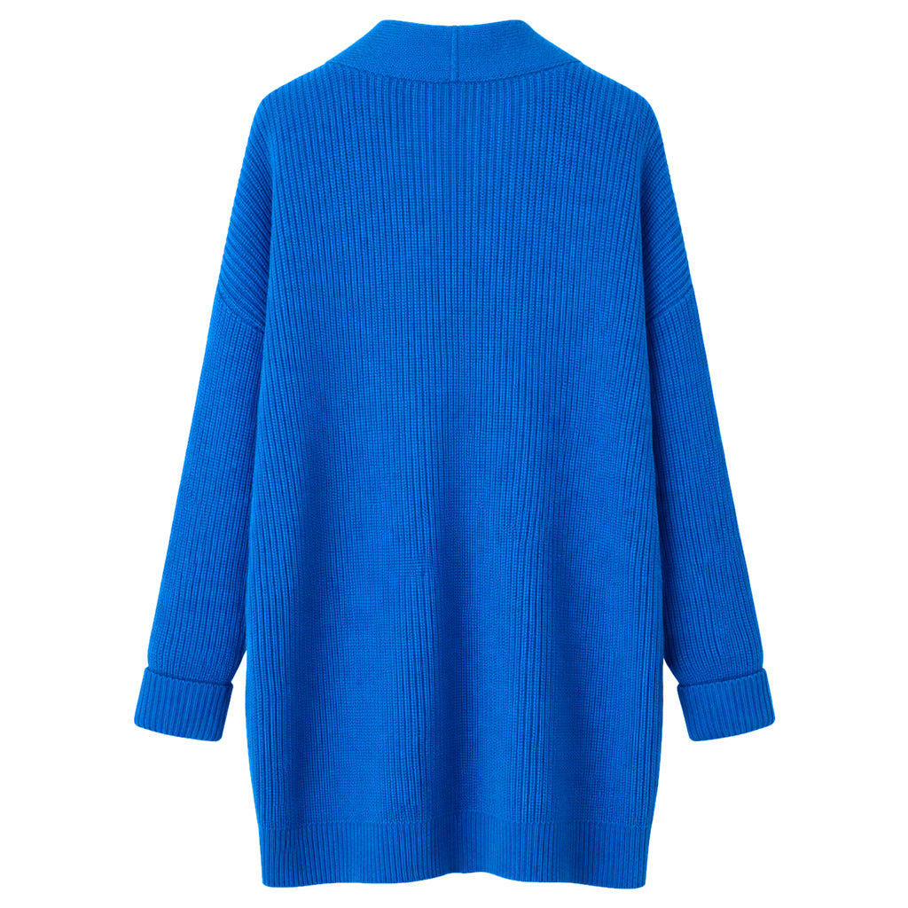 cardigan lungo maglia blu