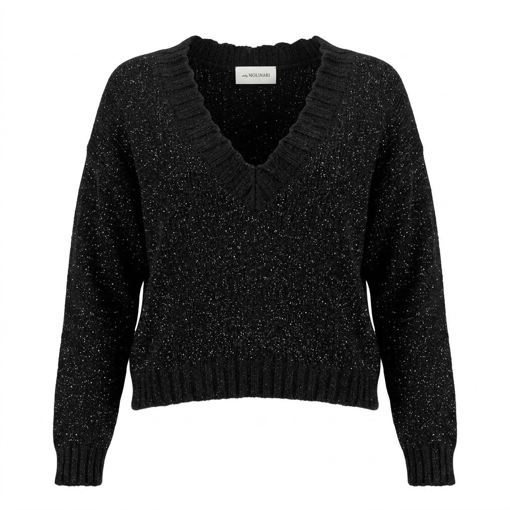 maglia bouclè scollo a v