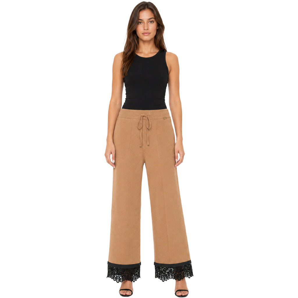 pantalone in maglia con pizzo