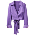 camicia viola incrociata a due code