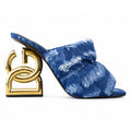 sandali denim logo heel