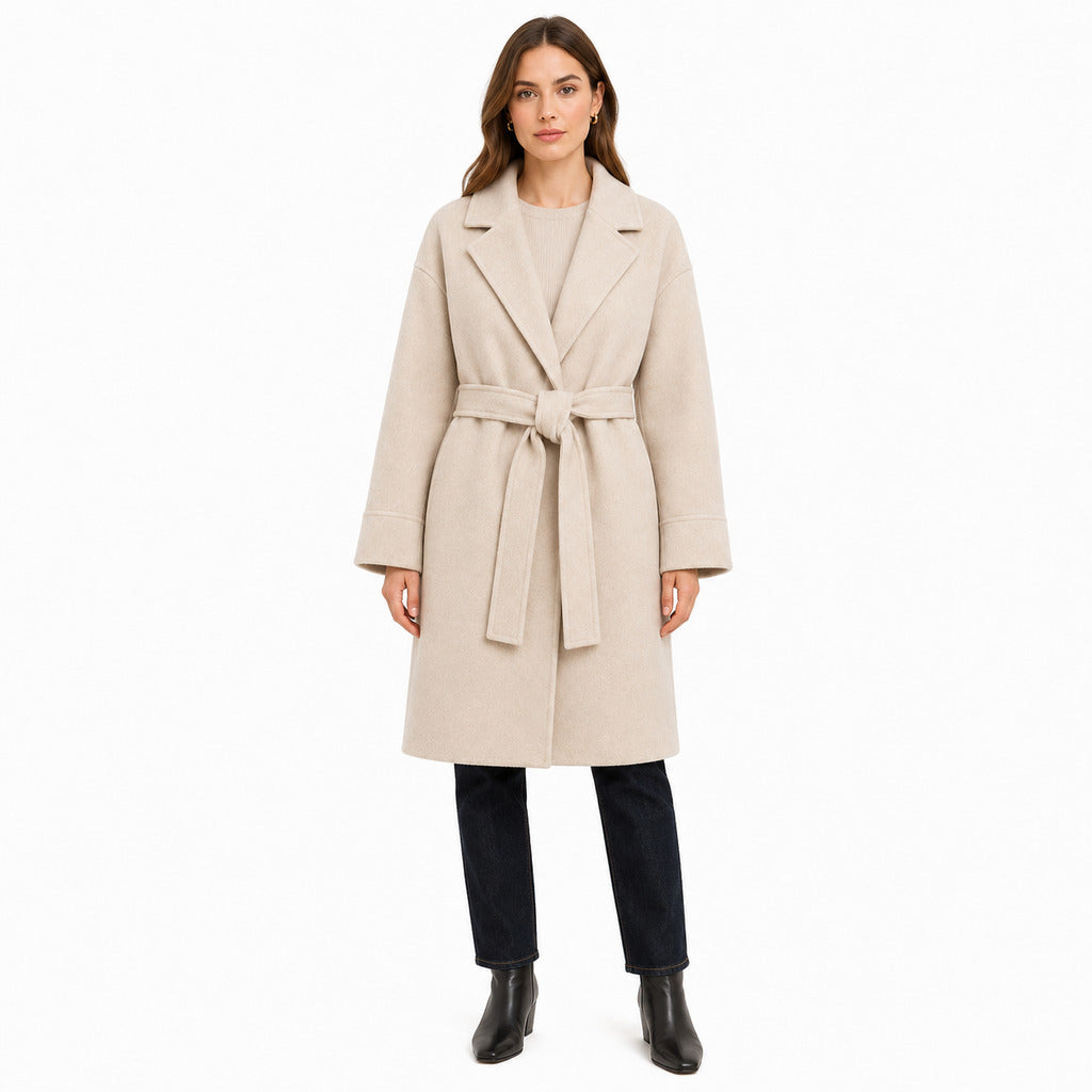 cappotto lana con cintura
