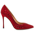 Red Suede Studded Pointed strass