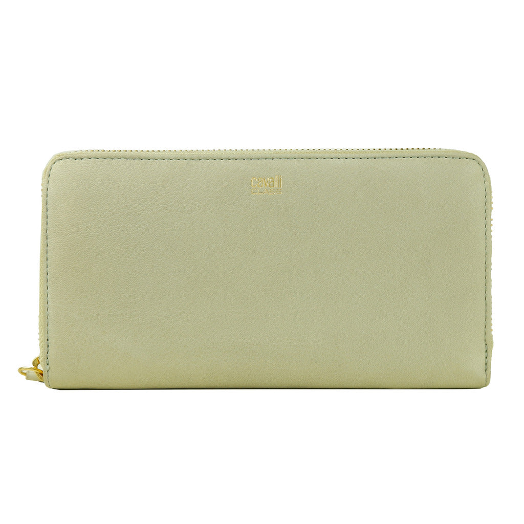 Cavalli class portafoglio con portamonete, color grigio etoupe, chiusura a zip.