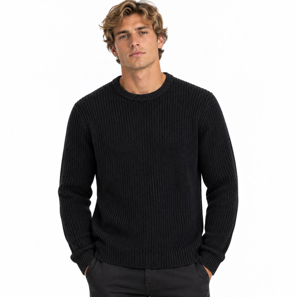 maglione a coste blu