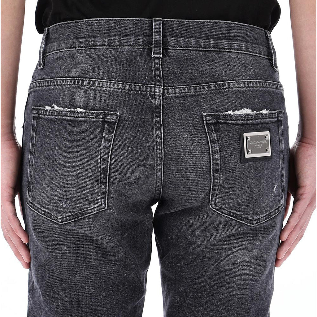 lucky chance logo distressed denim