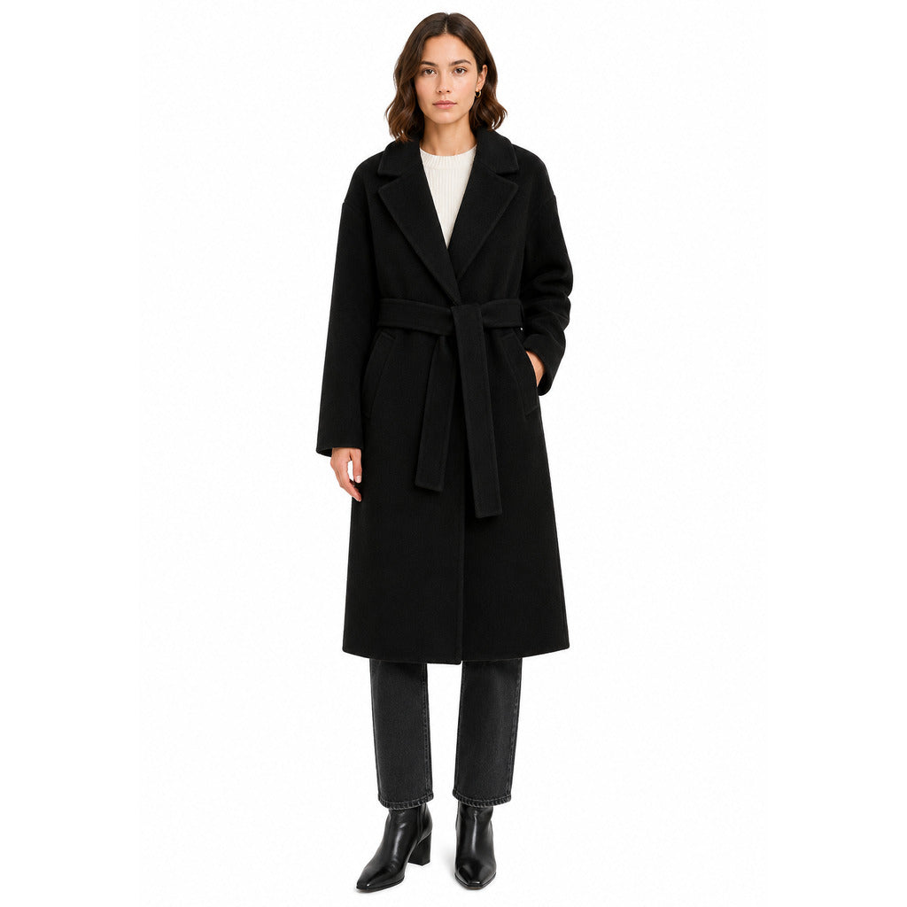 cappotto lungo lana con cintura