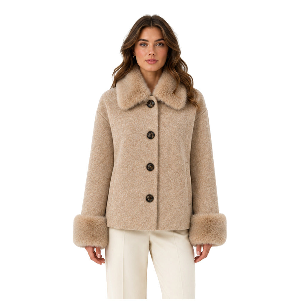 cappotto corto pelliccia camel