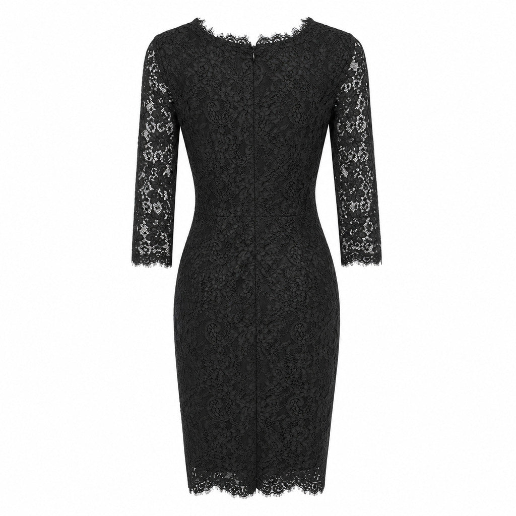 abito con pizzo a maniche lunghe