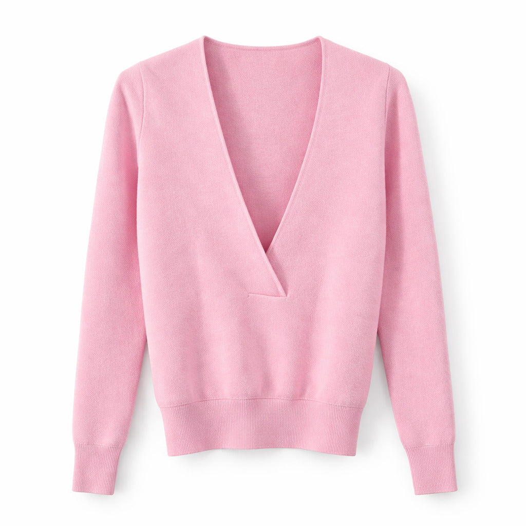 maglia rosa scollo V