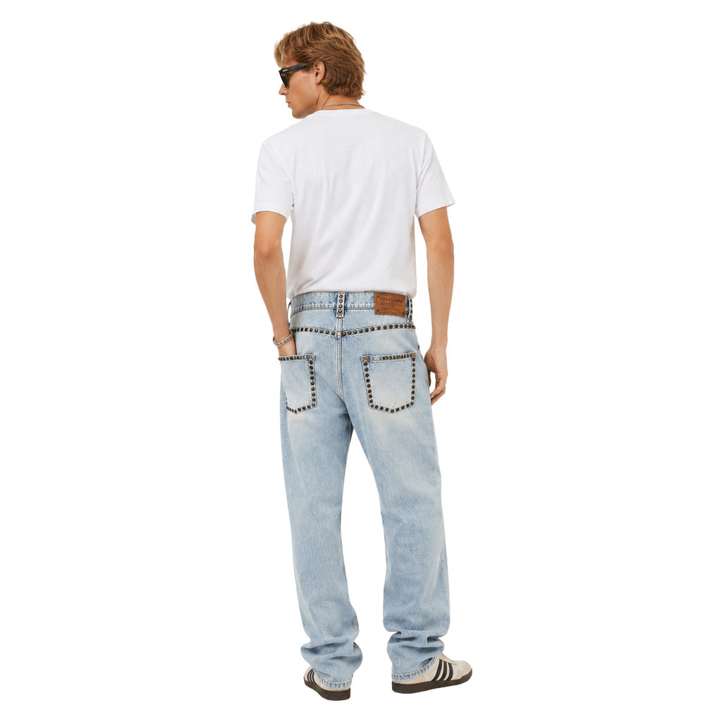 Pantalone in denim con borchie