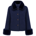 cappotto corto pelliccia blu