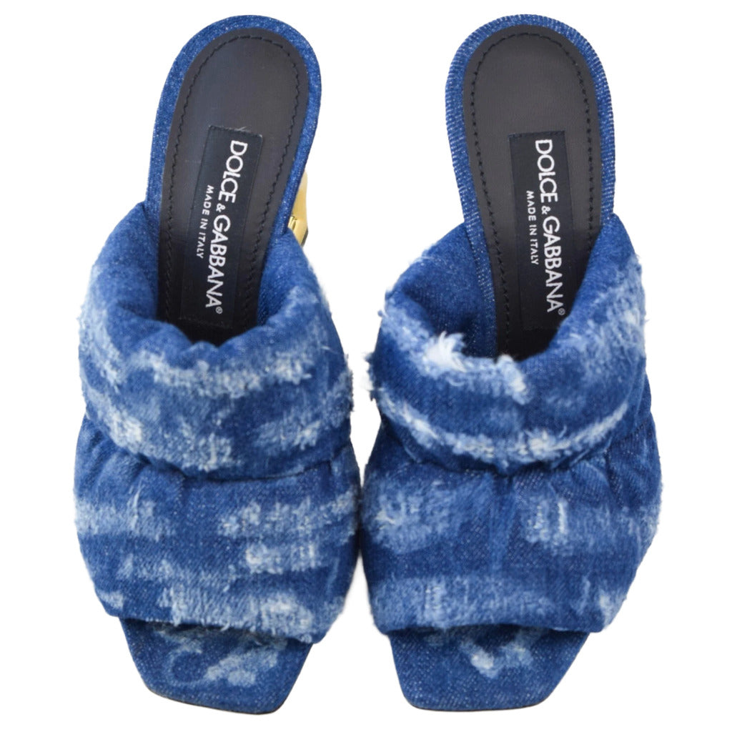 sandali denim logo heel