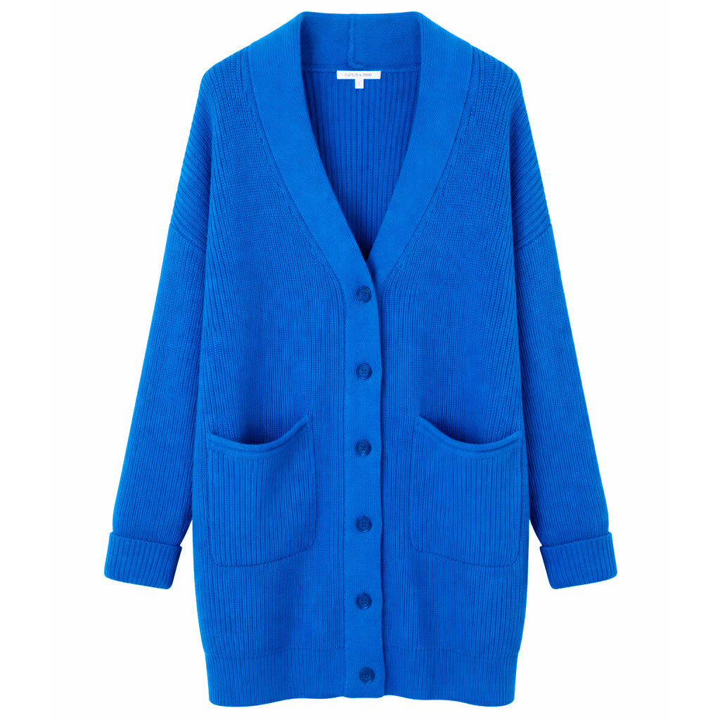 cardigan lungo maglia blu