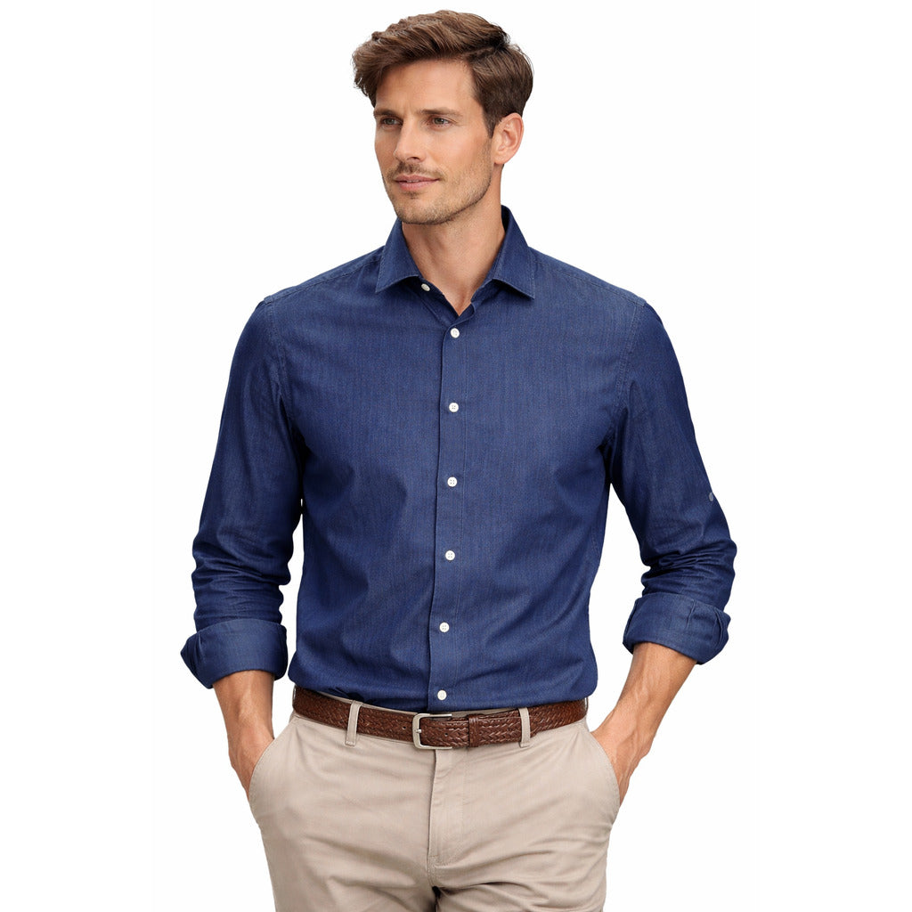 camicia denim blu scuro